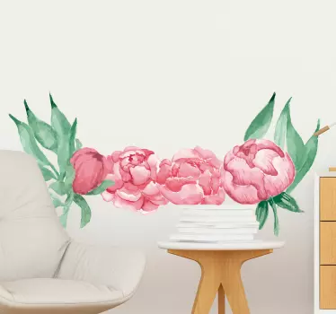 Lyserøde pioner blomster vægoverføringsbillede - TenStickers