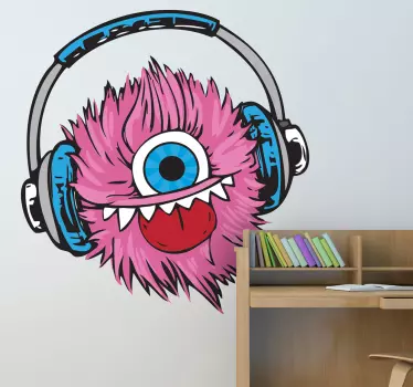 Lyserødt fluffy kugle klistermærke - TenStickers