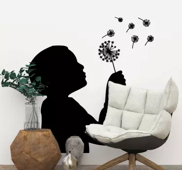 Mælkebøtte og silhuet person blomst væg indretning - TenStickers