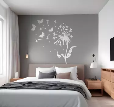 Mælkebøtte og sommerfugle soveværelse wallsticker - TenStickers
