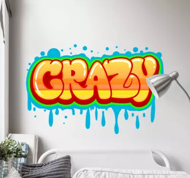 Mærkat graffiti skør tekst vægoverføringsbillede - TenStickers