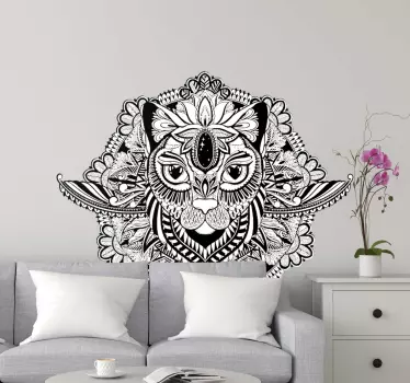 Mandala kat blomstermotiver - TenStickers