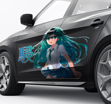 Manga pige grønt hår klistermærke til bil - TenStickers
