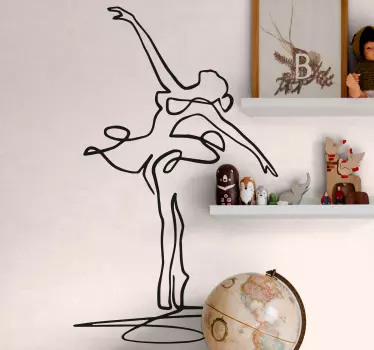 Minimalistisk ballerina-dansemærkat - TenStickers
