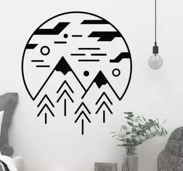 Minimalistisk bjerg vægmaleri - TenStickers