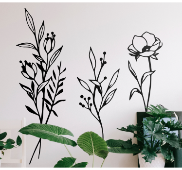 Minimalistiske blomster wallsticker - TenStickers