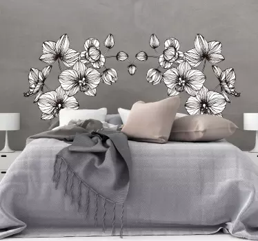 Moderne blomster væg klistermærke til soveværelse - TenStickers