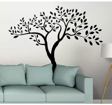 Wallsticker til stuen med monocolor træ og grene - TenStickers