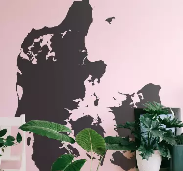 Monocolour danmark kort vægoverføringsbillede - TenStickers