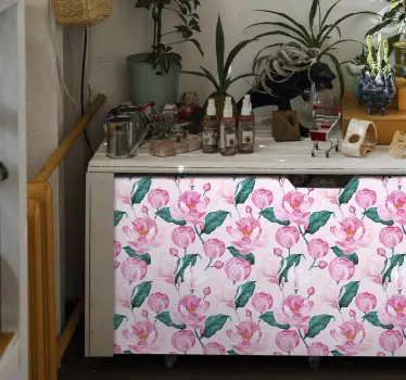 Mønster af store lyserøde blomsteroverføringsbilleder til møbler - TenStickers
