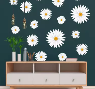 Mønster med tusindfryd blomster vægoverføringsbillede - TenStickers