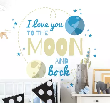 Moon and back børne sticker - TenStickers