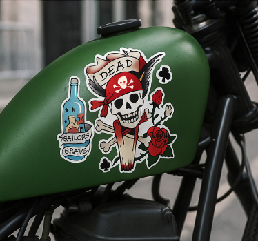 Motorcykelklistermærke grøn brændstoftank - TenStickers