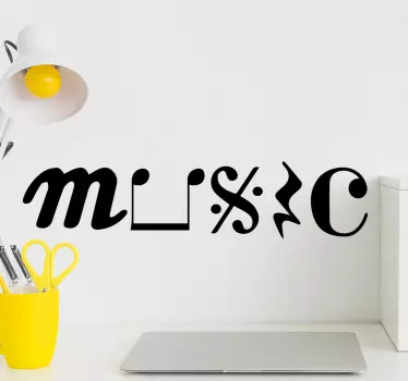 Musik i symboler musikalsk mærkat - TenStickers