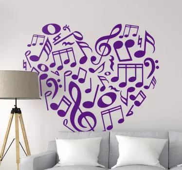 Musik note hjerte klassisk musik væg klistermærke - TenStickers