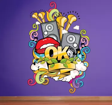 Musikalsk graffiti vægklistermærke - TenStickers