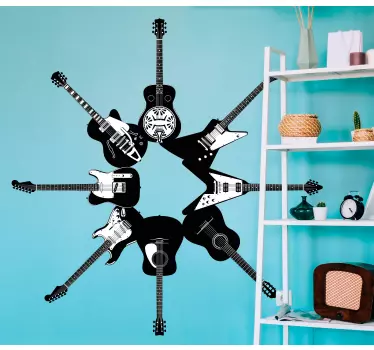 Musikalsk klistermærke cirkulært guitararrangement - TenStickers