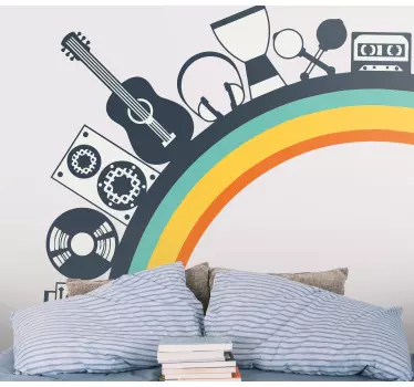 Musikinstrumenter på regnbue wallsticker - TenStickers