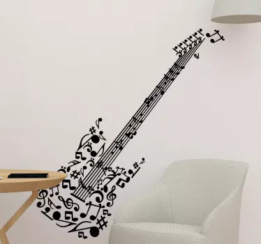 Musiknoter guitar vægklistermærke - TenStickers
