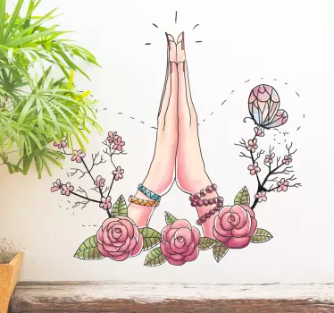 Namaste tegning blomster vægmærkat - TenStickers