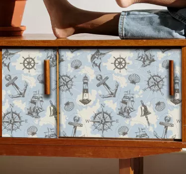 Nautiske symboler mønster folie til møbler - TenStickers
