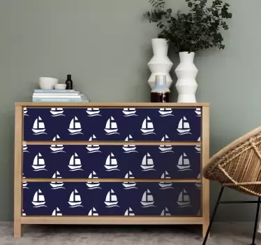 Nautisk sejlbådsmønster folie til møbler - TenStickers