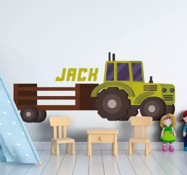 Navn i trailer traktor legetøjsmærkat - TenStickers