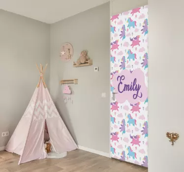 Navn på enhjørninger wallstickers til dør - TenStickers