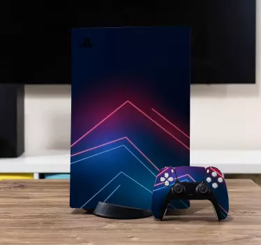 Neonblåt lys med linjer playstation 5 klistermærke - TenStickers