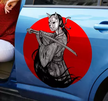 Ninja pige silhuet bil mærkat - TenStickers