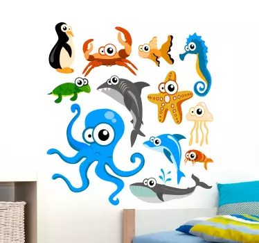 Nysgerrige havdyr samlinger wallstickers til børn - TenStickers