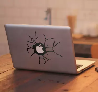 Ødelagt væg apple logo 3D sticker - TenStickers