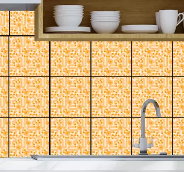 Orange geometriske fliser overfører mærkat - TenStickers