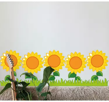 Orange og gule solsikker kant klistermærke - TenStickers
