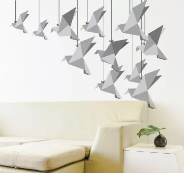Origami fugl væg klistermærke - TenStickers