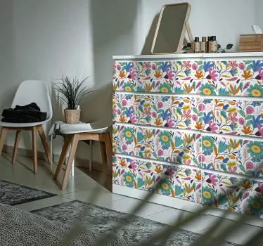 Originale forår blomster møbler dekal - TenStickers