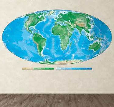 Ovalt verdenskort wallsticker - TenStickers