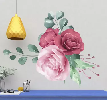 Pæon buket blomst væg Wallsticker til stuen - TenStickers