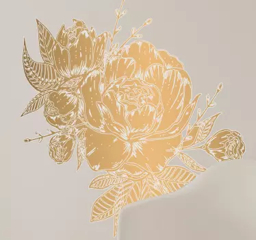 Pæon guld blomst vægoverføringsbillede - TenStickers