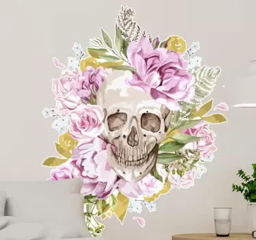 Pæon omkring en kranium blomst væg indretning - TenStickers