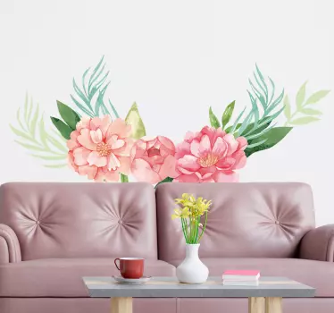 Pæon pastelfarve blomster vægoverføringsbillede - TenStickers