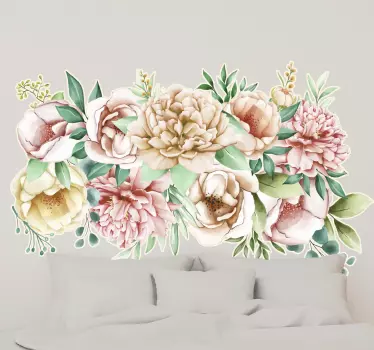 Pæon realistiske blomster blomst vægoverføringsbillede - TenStickers