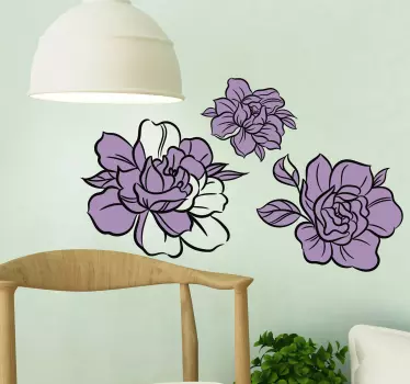 Pæon sæt blomster væg indretning - TenStickers