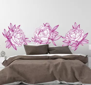 Pæonrosa omrids blomstermærkat - TenStickers