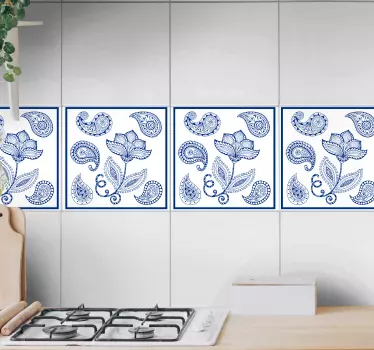 Paisley og blomster fliser overførsel - TenStickers