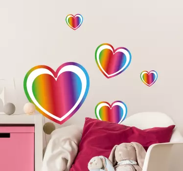 Pakke hjerte gradient regnbue kærlighed væg klistermærke - TenStickers
