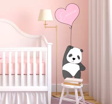 Panda med ballon personlig klistermærke - TenStickers