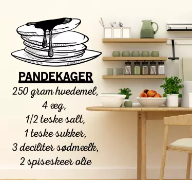 Pandekager opskrift mærkat - TenStickers
