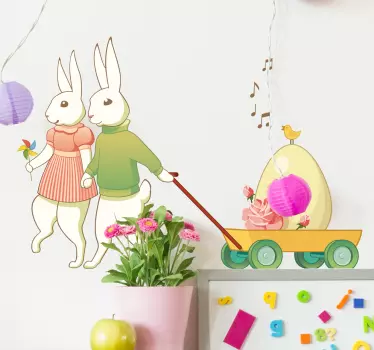 Påske bunny par væg klistermærke - TenStickers