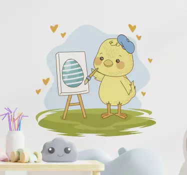 Påske kylling maleri æg vægoverføringsbillede - TenStickers